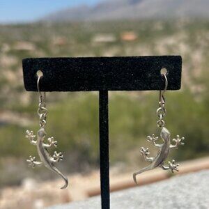925 STERLING SILVER Gecko Lizard Dangle EARRINGS